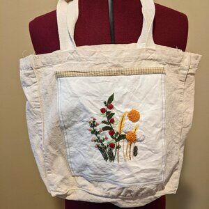 Upcycled Embroidered Canvas Tote Bag
